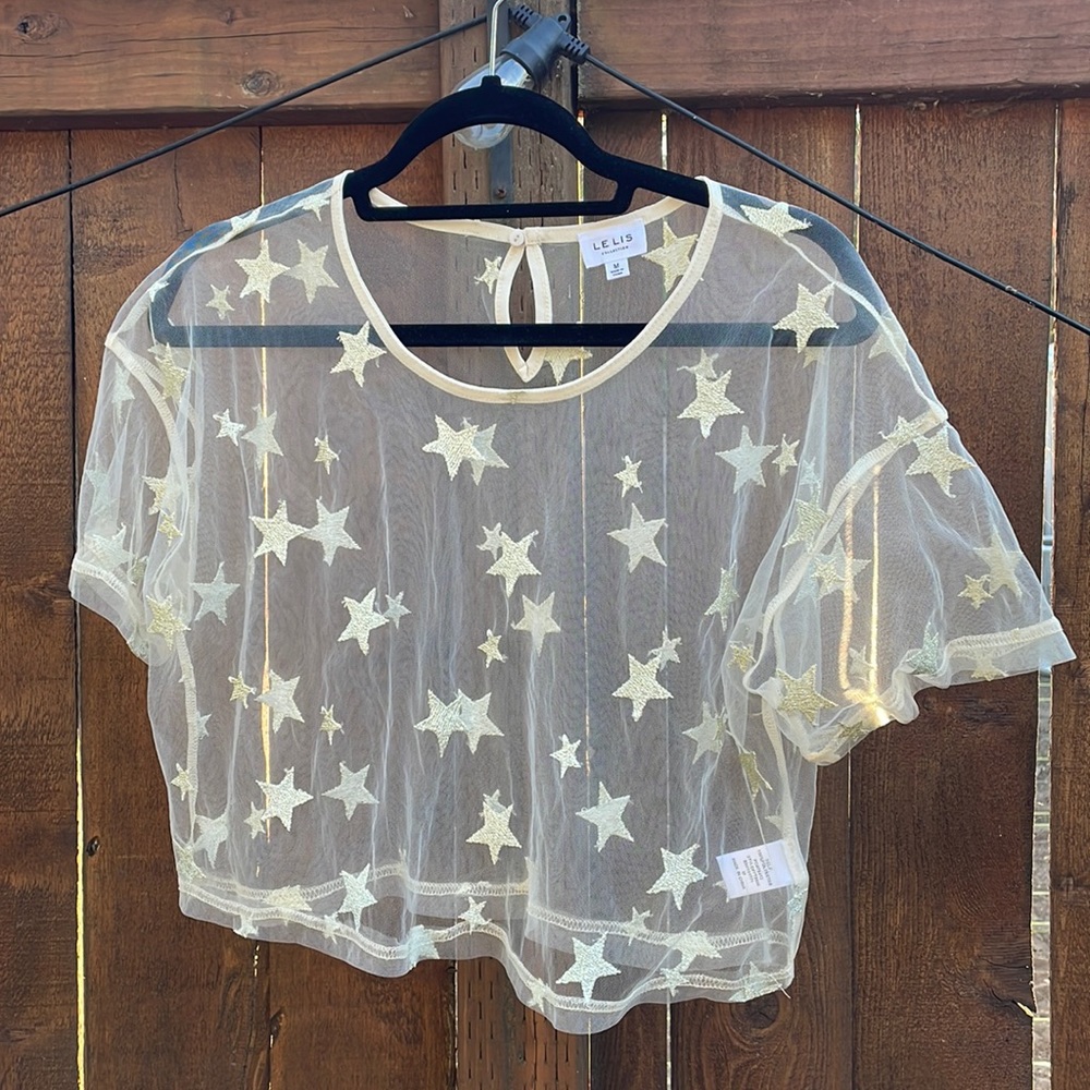 Cropped Mesh Star Festival Top